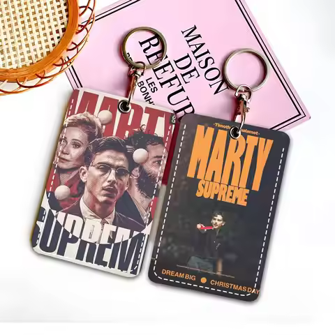 Marty Supreme PU Leather Card Holder Keychain Key Ring Door Lock Access Tags ID Card Case Keychain C