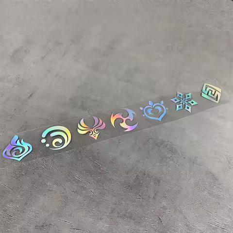 Genshin Impact 7 Element Laser Stickers DIY Decals Sticker For Computer Luggage Skateboard Motorcycl