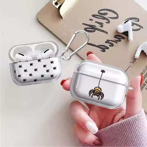 Case For Airpods 2 3 Pro3 Pro2 4 Pro 1 Clear Earphone Cases Cover Scattered Tiny Spiders