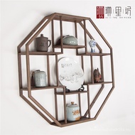 Sayap Ayam Kayu Pepejal Rak Curio Dipasang di Dinding Rak Dinding Rak Curio Gaya Cina Rak Curio Pelb