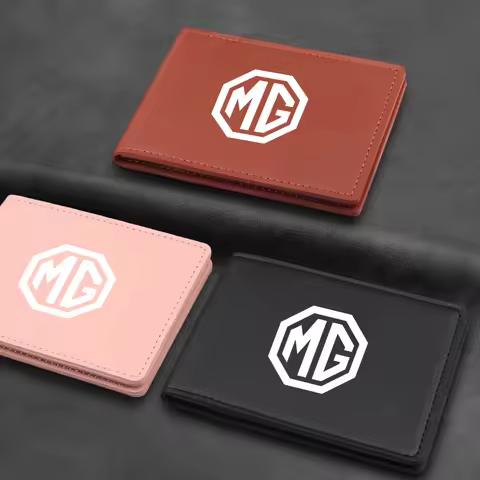 Leather Wallet Car Logo ID Document Holder Card Cover For MG HS MG4 EV Cyber X MARVEL R ZS ES5 ONE C