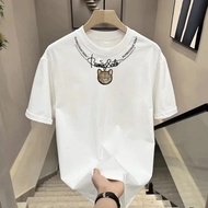 2024 Summer New Short Sleeve T-Shirt for Men Loose Cat Print Tees Unisex Fashion Ins Casual Crewneck