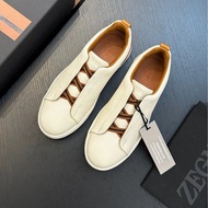 SPLR zegna New Style Calfskin Round Toe Flat Heel Men's Shoes Business Casual Shoes Lightweight Slip