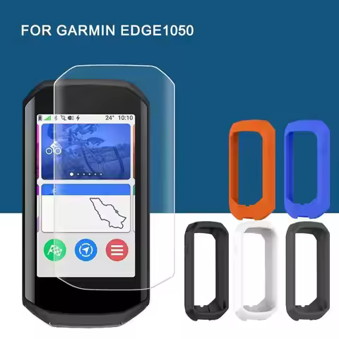 Silicone Case with Plastic Film For Garmin Edge 1050 Accessories Kit Screen Protector Glass Film Sof