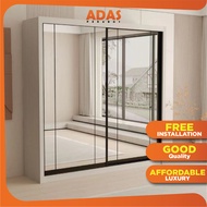 White Anti-Jump Sliding Door 8x8FT Wardrobe ~ Almari baju ~ Bedroom ~ 衣橱 [Free Installation]