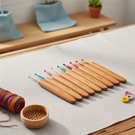 9-Piece Bamboo Crochet Kit 2mm-6mm with 10 Yarns from Different Brands - Colorful, Beginner-Friendly