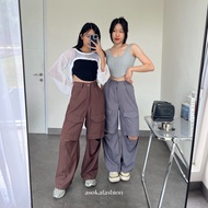 ASOKA Hiraya Pants 1938 - Cut off Pants - Women's Loosepants - Trendy Pocket Pants