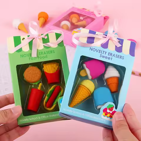 Dessert Cake Set Eraser, Creative Cute Cake Gift Box Pencil Eraser Cute Stationery Cute Eraser Stati