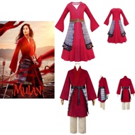 【Ready Stock】Plus Size Hua Mulan Red Princess Fancy Dress Kids Adult Cosplay Costume Halloween Party
