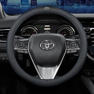 Toyota โตโยต้าระบายอากาศได้ไม่ลื่นหนังหุ้มพวงมาลัยรถยนต์อุปกรณ์รถยนต์ต์เหมาะสำหรับ Hilux Vigo Fortuner Avanza Camry Corolla Altis Estima Harrier Innova Vios 38CM(15in)/Car steering wheel cover