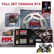 RK SPROCKET + CHAIN SET FOR YAMAHA R15 R155 R 15 FULL SET Oring Chain and sprocket