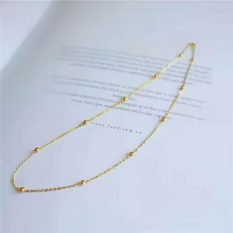 Real 18K Golden Ball Starry Sky Necklace AU750 Women's Fashion Necklace Boutique Jewelry Gift X2010