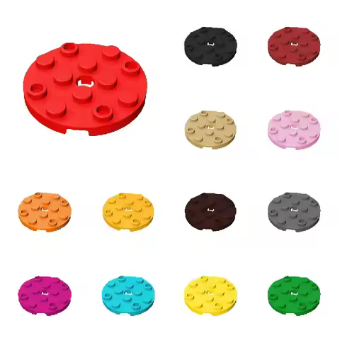 50pcs 60474 Plate Round 4 x 4 with Pin Hole Bricks Toys For Technical Buildings Blocks Compatible As