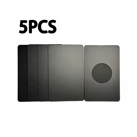5Pcs Matte Black Stainless Steel NFC Metal Card for Laser Engraving 85*54mm 0.8mm Thick Round 30mm N