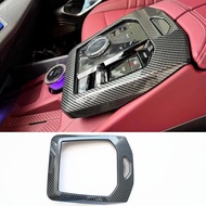 ZiWen Interior Trims Carbon Fiber Style Gear Panel Center Console Cover Accessories for BMW 5 Series