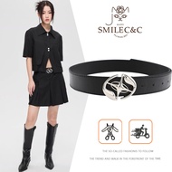 SmileFairyCC 【COD & Ready Stock】 Star leather belt, men's and women's future wind electricity silver