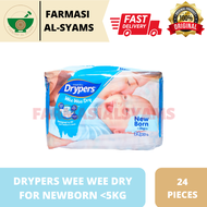 DRYPERS WEE WEE DRY FOR NEWBORN 24 PIECES