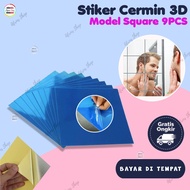 3D Mirror Wall Stickers 9 PCS 15x15x 0.1cm
