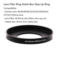 Lens Filter Ring Step Up Ring 44/46/48/49/52/54/55/58/60/62/67/72/77/82mm To 85mm O.D. Matte Box For