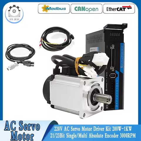 AC Servo Motor Driver Kit 400W/750W/1KW 17/21Bit Single Multi Absolute Encoder 3000RPM 2.39Nm~3.18Nm