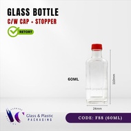 60ML GLASS BOTTLE WITH CAP & STOPPER || F88 POST TODAY 