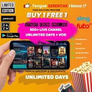 🔥BUY 1 FREE 1🔥 Promo IPTV Unlimited Days + Malaysia Channel Playlist &amp; Sports Partner DAZN/PEACOCK TV/FUBO/SLING TV