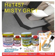 HE1457 FULL SET Epoxy Floor Coating HEAVY DUTY ( FREE Tool Set + 1L UNDERCOAT EPOXY WATERPROOF + 1L EPOXY PAINT )