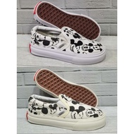 PUTIH Vans Kids Sneakers Shoes / Kids Vans Slip On - Mickey Mouse White / Cream