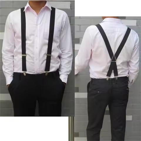 1Pc Adjustable Elastic Suspenders X Back Braces 2.5cm Width 4 Clips For Men And Women Pants Support