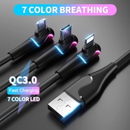 【𝗚𝗔𝗠𝗜𝗡𝗚 𝗖𝗔𝗕𝗟𝗘】90 Degree charger cable fast charging for iPhone charger android type C 1.2M/2M 3A Max