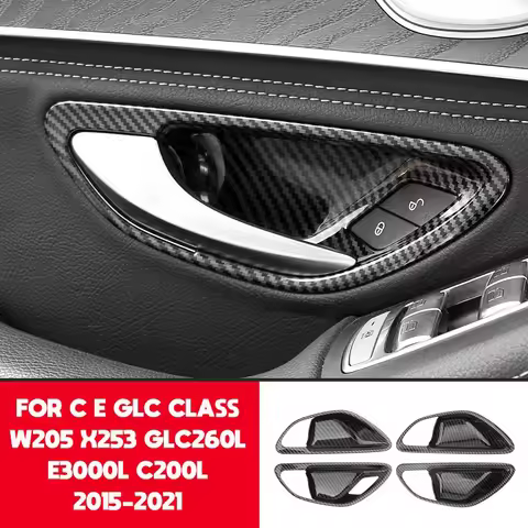 Carbon Fiber Car Door Handle Bowl Cover Trim for Mercedes Benz C E GLC Class W205 X253 GLC260L E3000