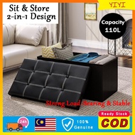 Kerusi Simpan Barang Lipat 110L/160L | Foldable Storage Ottoman Bench Sofa Stool Box Kapasiti Besar 