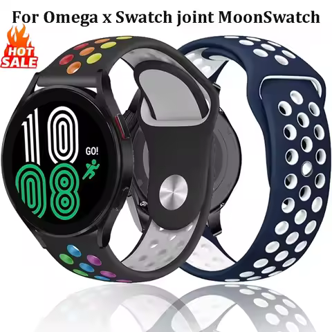 20mm Two-color Soft Silicone Strap For Omega x Swatch joint Swatch MoonSwatch Sport Breathable Band 