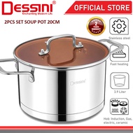 DESSINI ITALY LSB-20 Stainless Steel Casserole Induction Non-stick Stock Pot Bowl Pan Wok Cookware K