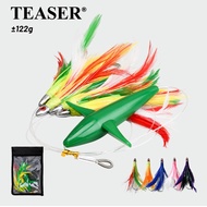 TEASER【TR009】Deep Sea Trolling Tandem Fishing Lures With 4Pcs 4.7Inch Squid Skirt 4Pcs 40g Lead Weig