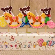 寶寶生日派對 週歲 周歲 造型蠟燭 生日蠟燭 蛋糕裝飾 木馬小熊