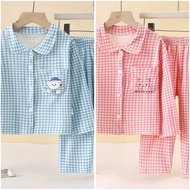 SHOEVE Boys (80-140CM) 2pcs Pyjama Set Gingham Cartoon Print (Long Sleeve & Long Pants)