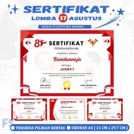 August 17th Competition Certificate Custom Independence A4 Size