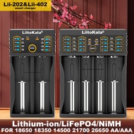 Liitokala Lii-202 Lii-402 Rechargeable Battery Charger 3.7V 18650 18350 18500 21700 26650 1.2V AA NiMH With 5V USB Output.