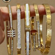 5pcs/Set Personalized Multi-Color Stainless Steel Bracelet & Bangle Set, Unique Design, Fashionable,