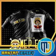 KIDS / ADULT FAZZ OP02 - BAJU JERSEY MONKEY D. LUFI 0NE P1ECE AN1M3 - BAJU JERSEY BLACK EDITION V2