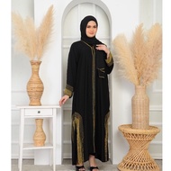 Alfaro Abaya Dubai Jubah Hitam Bermanik