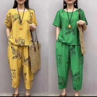 大码套裝女 2 piece set women plus size new black short sleeve+pants set casual woman