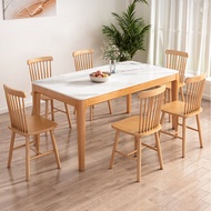 哈骆顿（HALODN）岩板餐桌家用小户型轻奢吃饭桌子长方形实木腿大理石餐桌椅组合 【单桌】实木腿（雪山白） 120*60*75cm