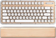 AZIO Keyboard Kompak Retro, Keyboard Mekanikal Kulit, Backlit Vintage