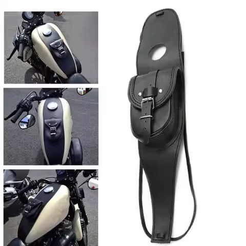 Motorcycle Gas Tank Leather Bag Dash Console Center Pouch Black Bag Leather Hanging Bags for Harley 