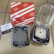 READY STOCK High Quality MK86486 13A Outdoor Waterproof 3PIN Switch Socket(Grey)