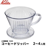 Kalita 平底咖啡濾杯102D - 透明, 附量匙 / 2-4人用,Kalita Plastic coffee Dripper 102-D for 2-4 people use with meas