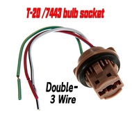 T20 7443 3wire 1891 LED Bulb Brake Turn Signal Light Sockets Harness Wire Plugs 1891
