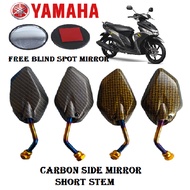 YAMAHA YTX 125 CARBON SIDE MIRROR MOTORCYCLE 2TONE SHORT STEM (1pair) ACCESSORIES WITH FREE